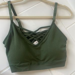 XL green criss cross bra top